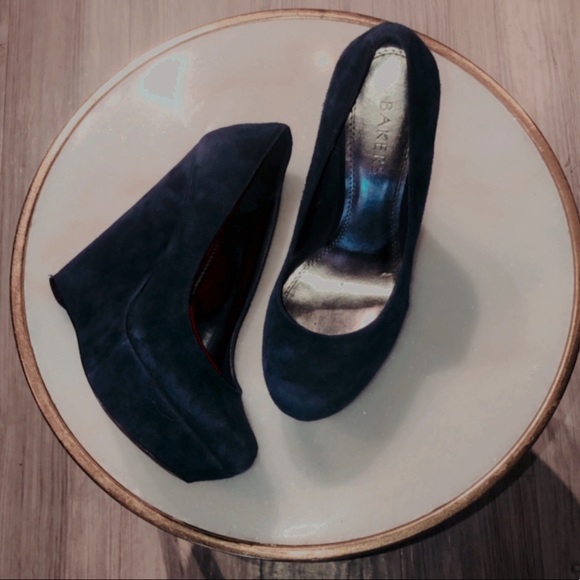 BAKERS | Blue Suede Wedge Heel - Picture 2 of 7